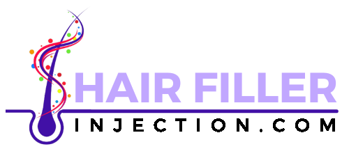 Hair filler injection brand purple and black icon